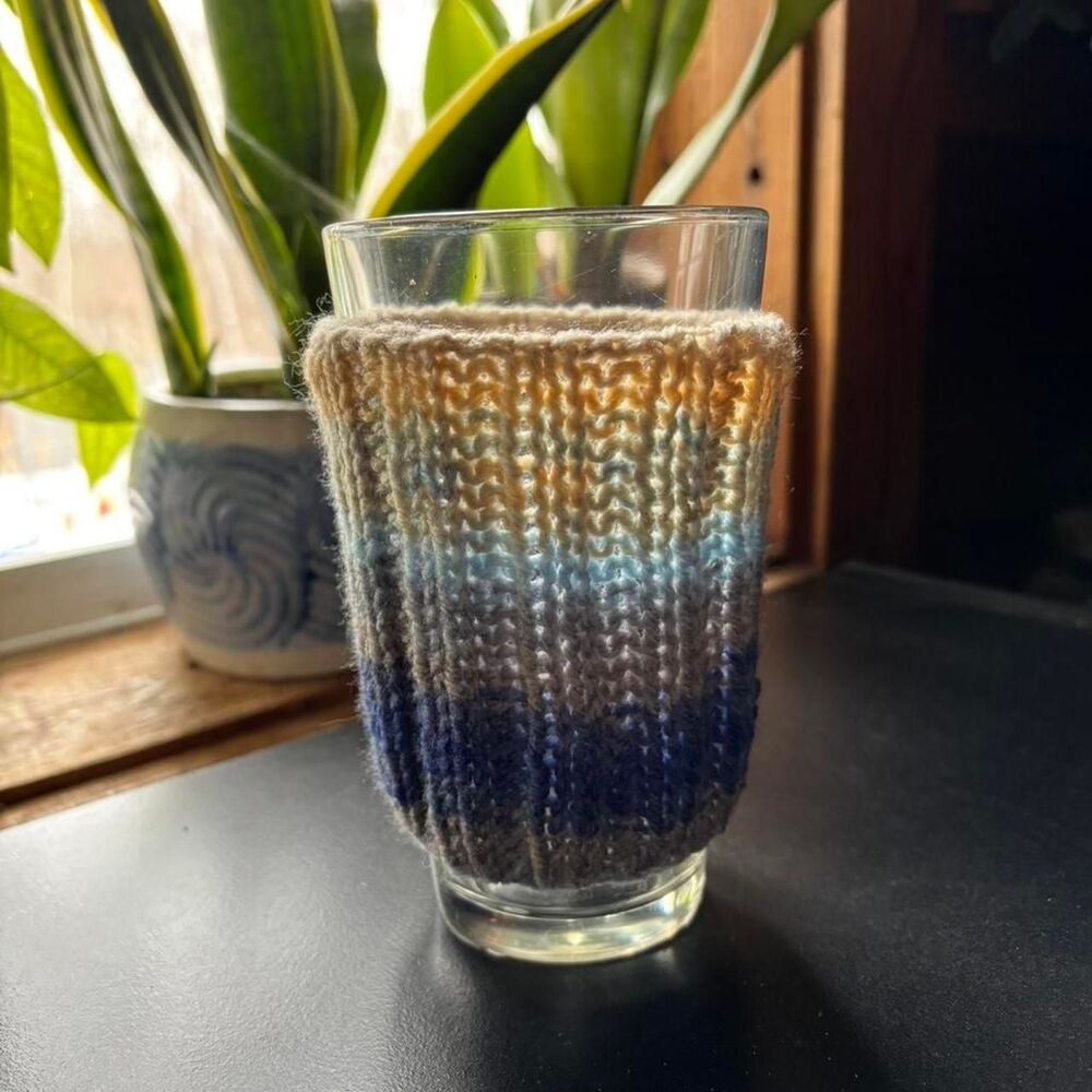 Hand knit coffee sleeve cozy